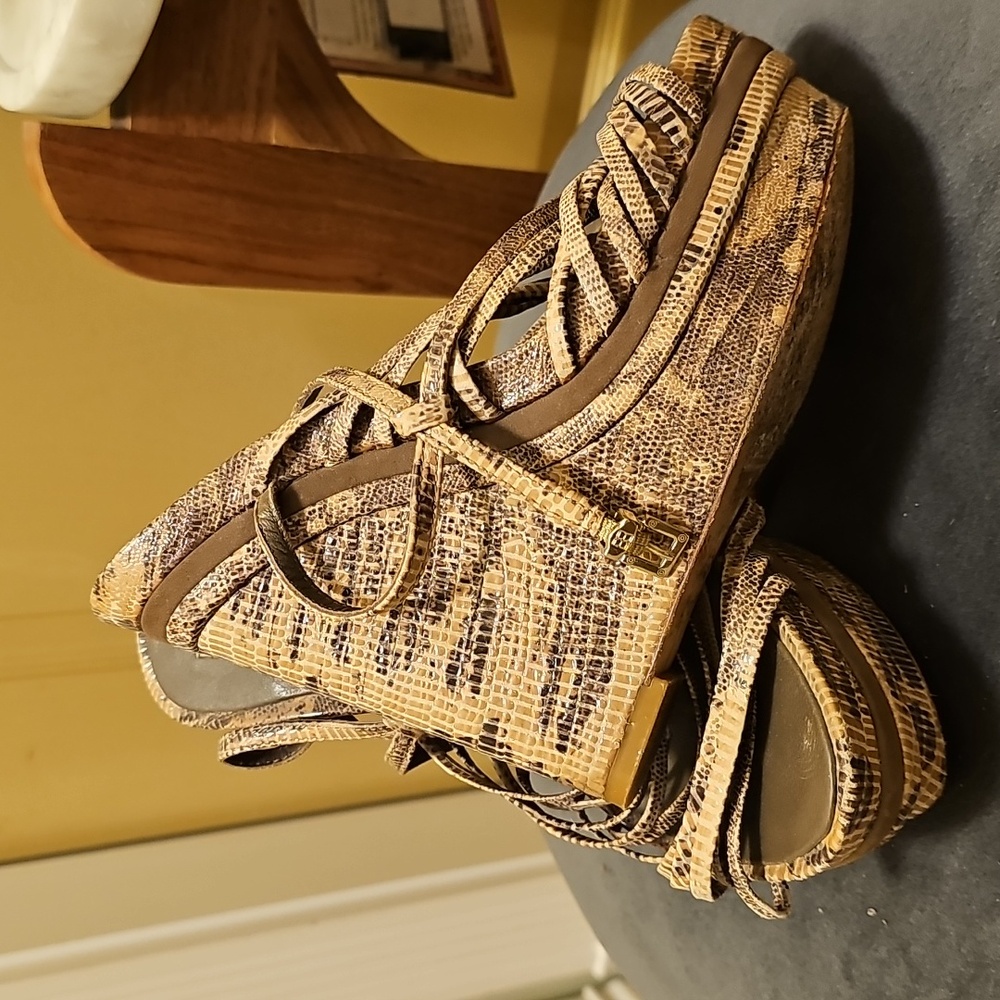 BCBG Max strappy wedge